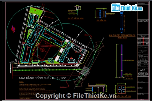 Bản vẽ,Bản vẽ autocad,chống sét,chống sét trường học